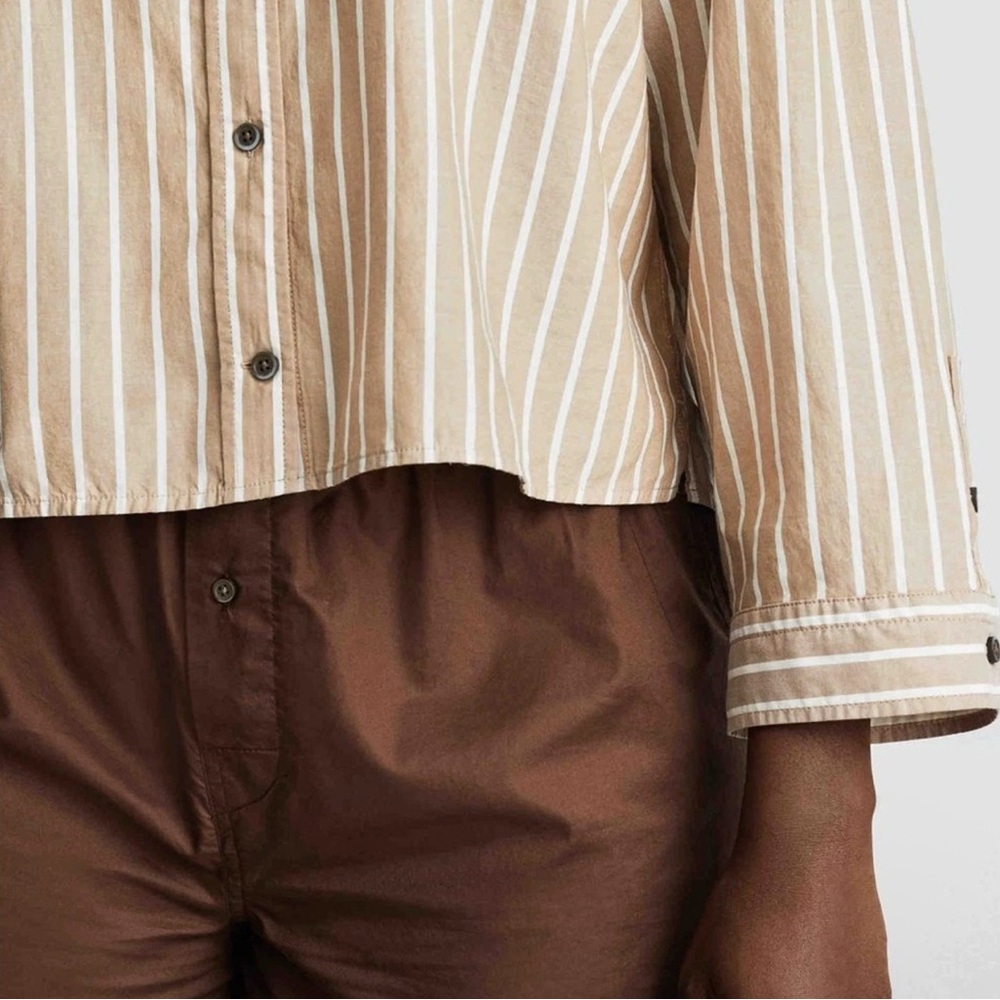 Everlane The Woven P.J. Top Cotton Brown White Stripes multiple sizes - Picture 5 of 6